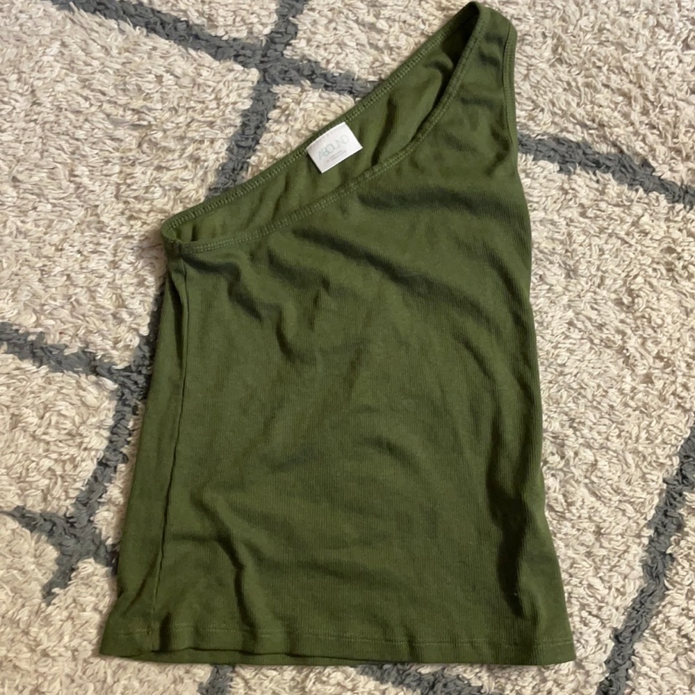 Olive green one shoulder tank
